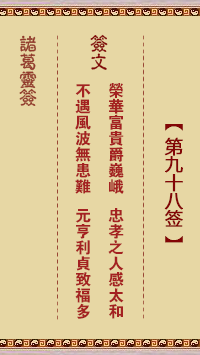 诸葛神签 第 98 签