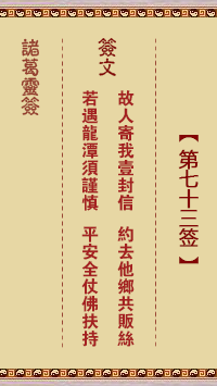 诸葛神签 第 73 签