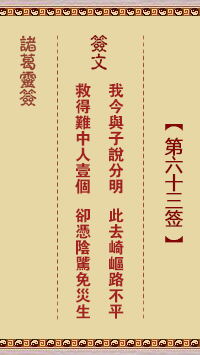 诸葛神签 第 63 签