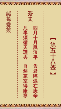 诸葛神签 第 58 签