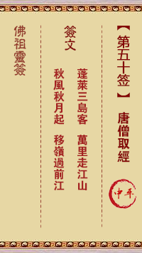 佛祖灵签 第 50 签:唐僧取经 中平签