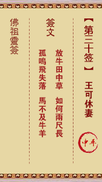 佛祖灵签 第 30 签:王可休妻 中平签