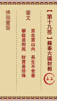 佛祖灵签 第 19 签：苏秦六国封相 上上签