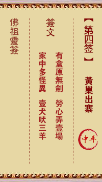 佛祖灵签 第 4 签:黄巢出寨 中平签