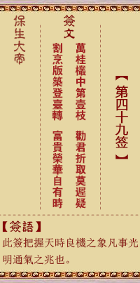 保生大帝灵签 第 49 签:万、【用井卦】