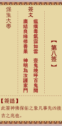 保生大帝灵签 第 8 签:瘟、【用师卦】