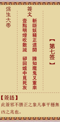 保生大帝灵签 第 7 签：斩、【用讼卦】