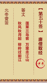 北帝灵签 第 50 签：唐僧取经 中平