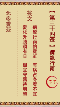 北帝灵签 第 34 签：病龙行雨 下下