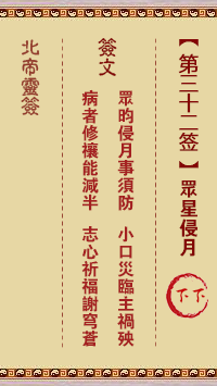 北帝灵签 第 32 签：众星侵月 下下