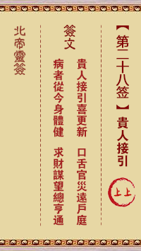 北帝灵签 第 28 签：贵人相帮接引 上上