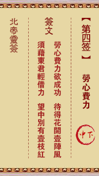 北帝灵签 第 4 签：劳心费力 中下